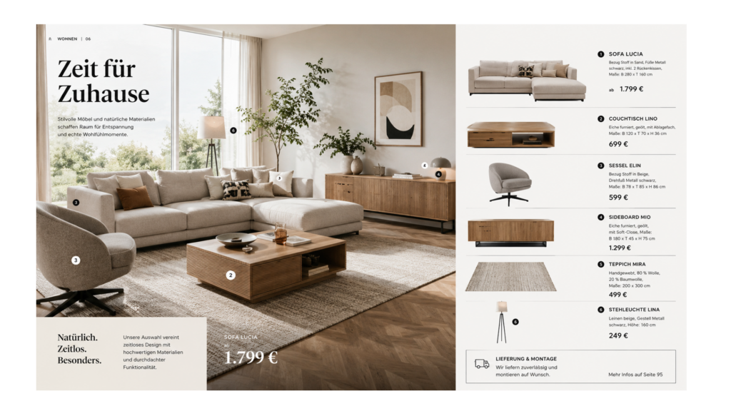 Produktkatalog für ein Möbelunternehmen